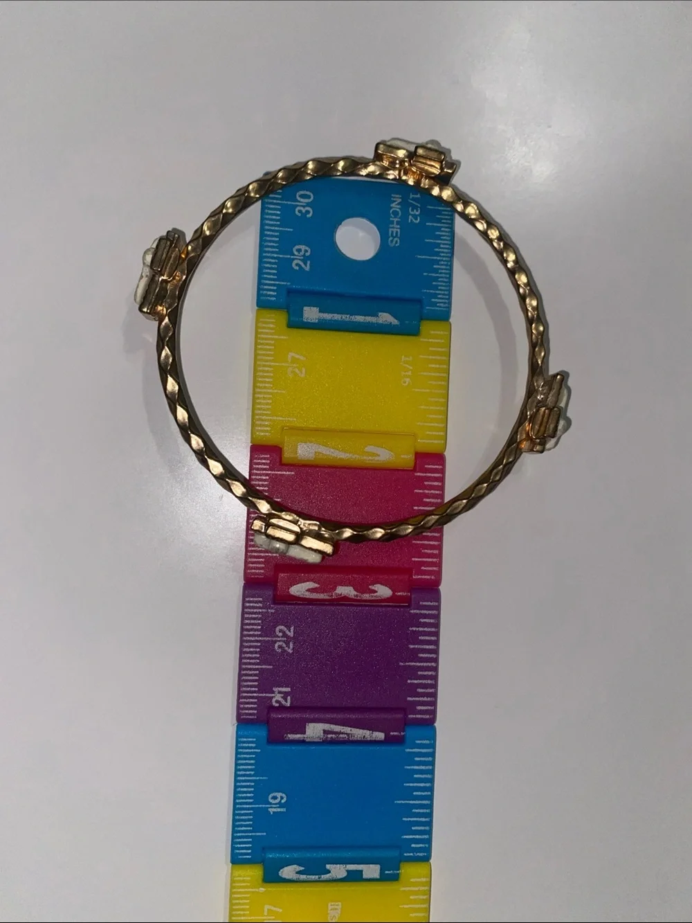 Gold-Tone Bracelet with White Cross Accents